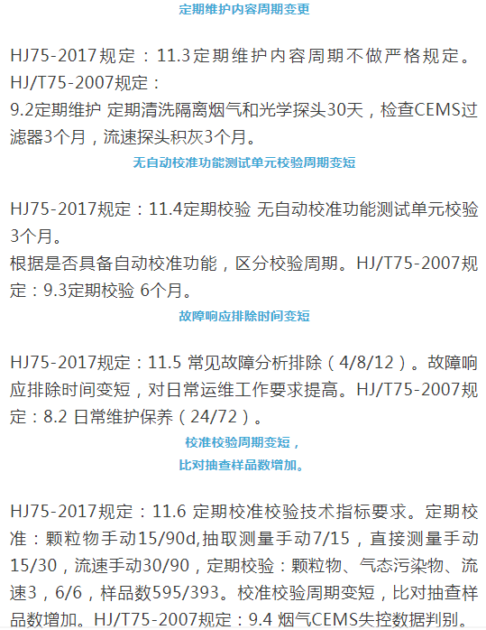 煙氣（so2，nox，顆粒物）排放連續(xù)監(jiān)測技術(shù)規(guī)范 HJ75-2017與HJ/T75-2007標(biāo)準(zhǔn)究竟有何不同